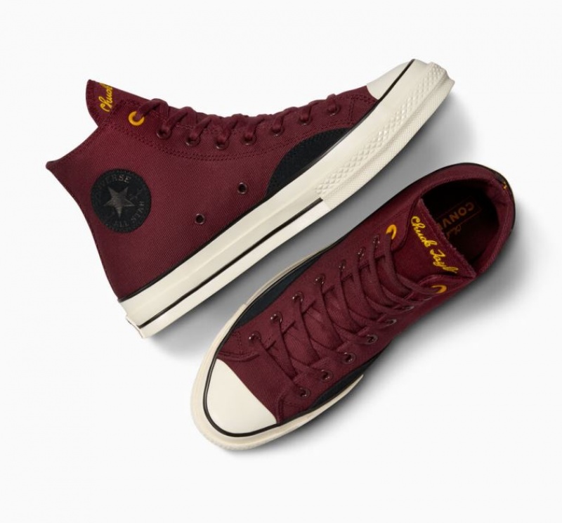 Burgundy Converse Chuck 70 Mixed Materials Men's High Tops | NZ UVCKJ6029