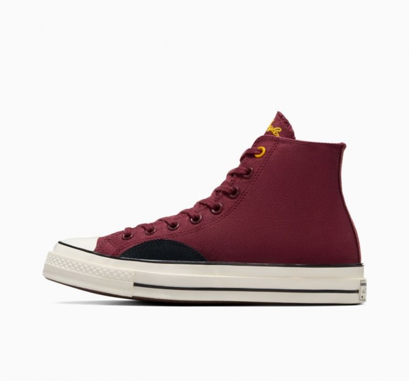 Burgundy Converse Chuck 70 Mixed Materials Men's High Tops | NZ UVCKJ6029