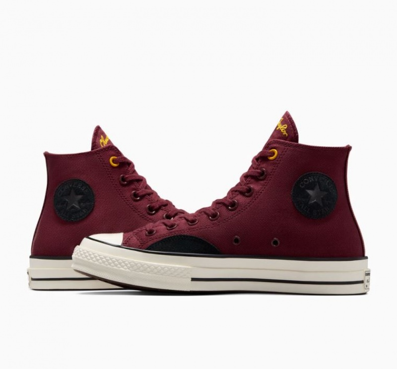 Burgundy Converse Chuck 70 Mixed Materials Men's High Tops | NZ UVCKJ6029