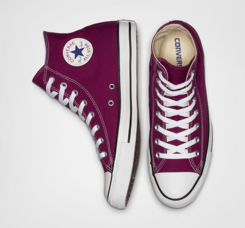 Burgundy Converse Chuck Taylor All Star Men's High Tops | NZ MVWRO0479