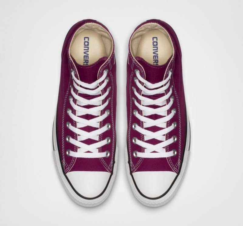 Burgundy Converse Chuck Taylor All Star Men's High Tops | NZ MVWRO0479