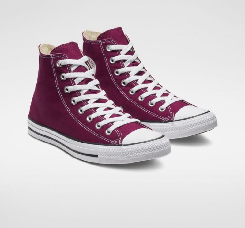 Burgundy Converse Chuck Taylor All Star Men's High Tops | NZ MVWRO0479