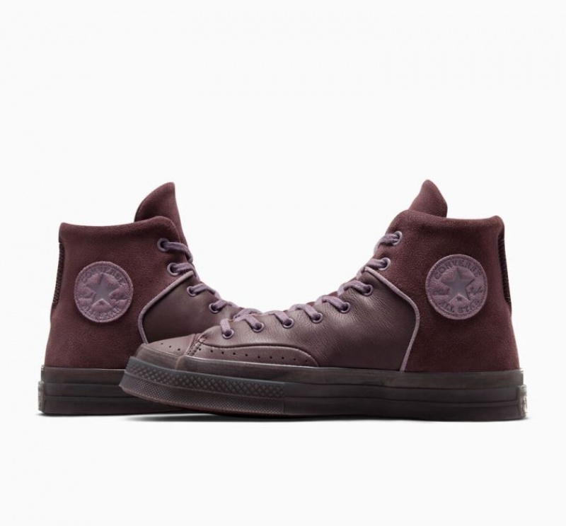 Dark Brown Converse Chuck 70 Marquis Leather Women's High Tops | NZ ODQYU3608