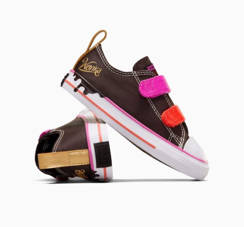 Dark Brown Converse X Wonka Chuck Taylor All Star Easy On Kids' Low Tops | NZ ACDXZ2084