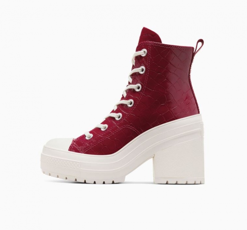 Dark Red Converse Chuck 70 De Luxe Heel Embossed Women's High Tops | NZ ZNEOB6174