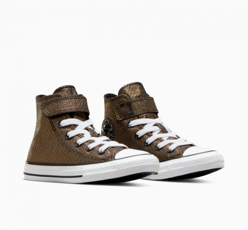 Gold Converse Chuck Taylor All Star Easy On Sparkle Kids' High Tops | NZ PUQOK7560