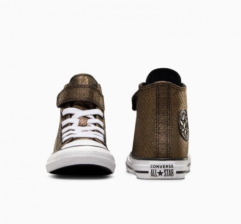 Gold Converse Chuck Taylor All Star Easy On Sparkle Kids' High Tops | NZ PUQOK7560