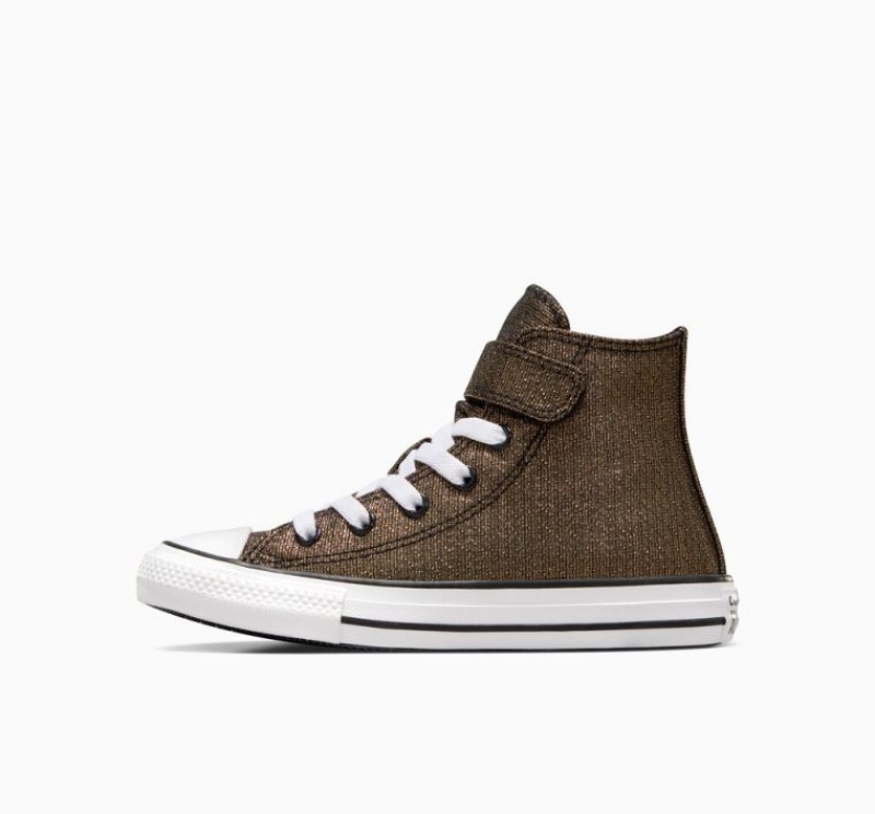 Gold Converse Chuck Taylor All Star Easy On Sparkle Kids' High Tops | NZ PUQOK7560