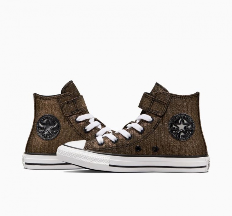 Gold Converse Chuck Taylor All Star Easy On Sparkle Kids' High Tops | NZ PUQOK7560