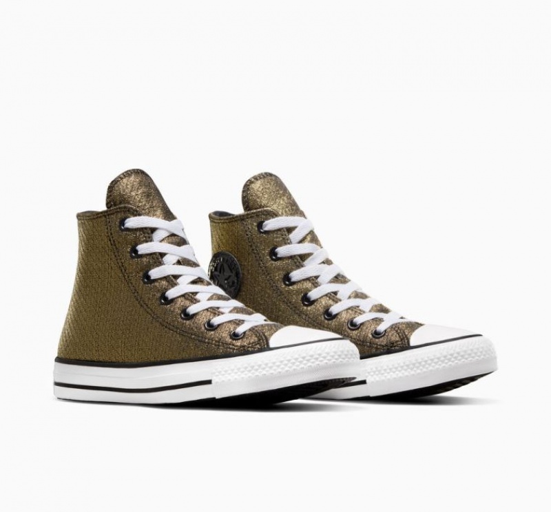 Gold Converse Chuck Taylor All Star Sparkle Kids' High Tops | NZ UEWFH2834