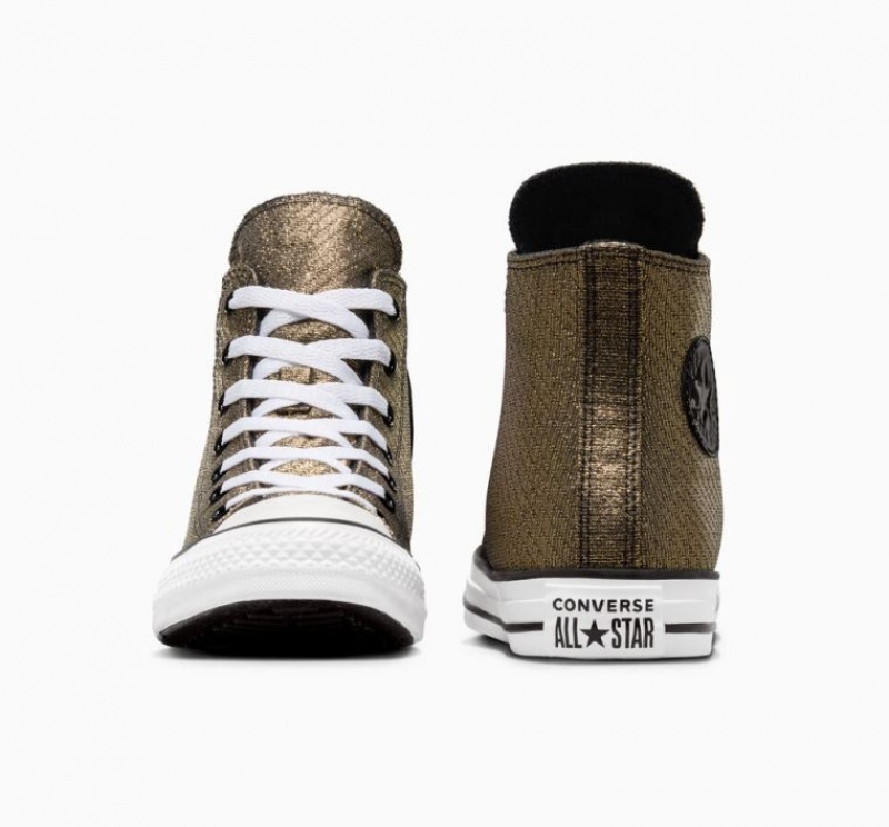 Gold Converse Chuck Taylor All Star Sparkle Kids' High Tops | NZ UEWFH2834