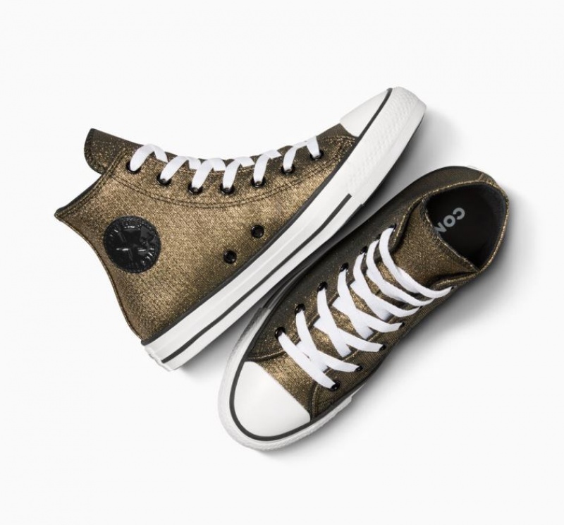 Gold Converse Chuck Taylor All Star Sparkle Kids' High Tops | NZ UEWFH2834