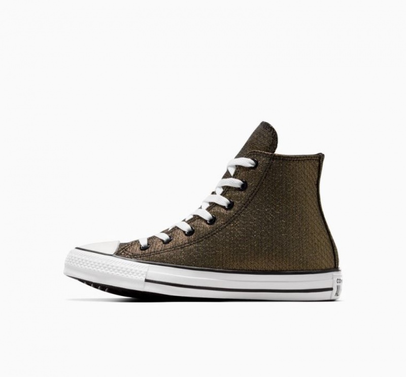 Gold Converse Chuck Taylor All Star Sparkle Kids' High Tops | NZ UEWFH2834