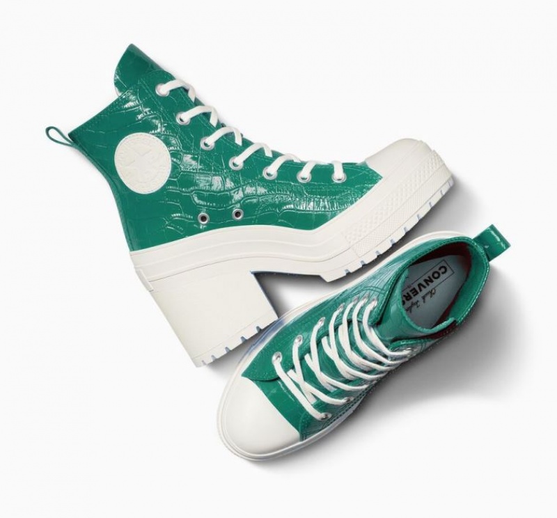 Green Converse Chuck 70 De Luxe Heel Embossed Women's High Tops | NZ JIDZN7052