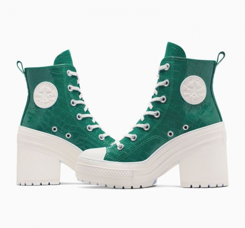 Green Converse Chuck 70 De Luxe Heel Embossed Women's High Tops | NZ JIDZN7052