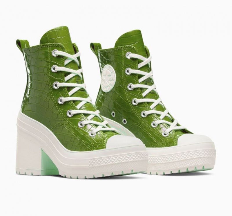 Green Converse Chuck 70 De Luxe Heel Embossed Women's High Tops | NZ WNDLH8324