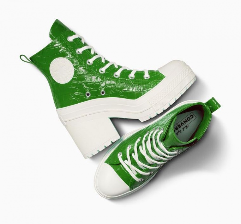 Green Converse Chuck 70 De Luxe Heel Embossed Women's High Tops | NZ GAKZY6980