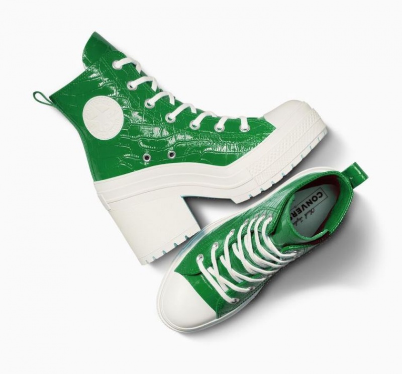 Green Converse Chuck 70 De Luxe Heel Embossed Women's High Tops | NZ FLNRY1837