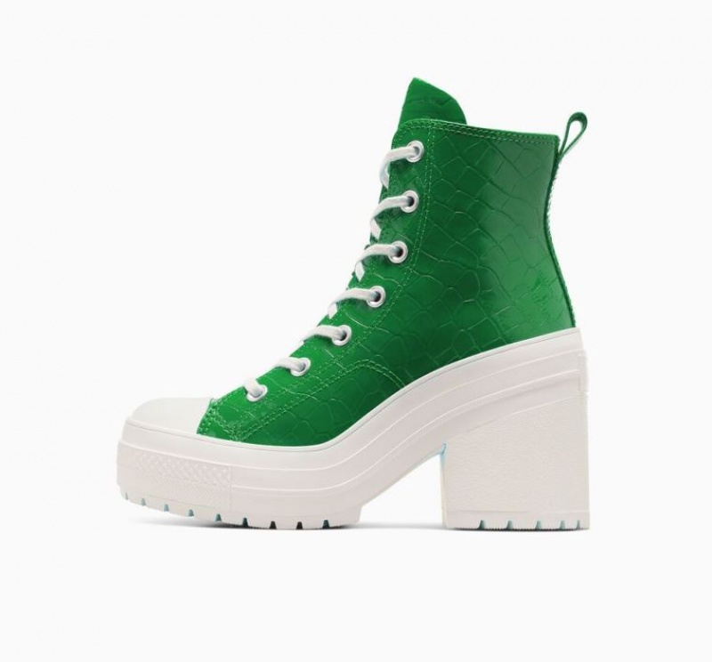 Green Converse Chuck 70 De Luxe Heel Embossed Women's High Tops | NZ FLNRY1837