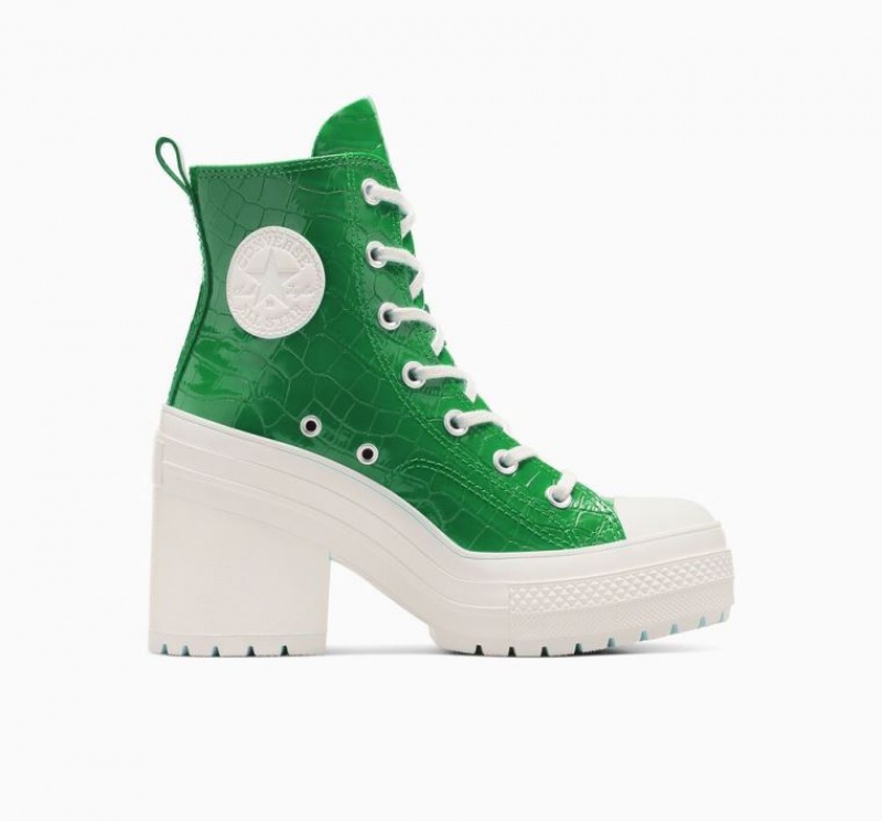 Green Converse Chuck 70 De Luxe Heel Embossed Women\'s High Tops | NZ FLNRY1837