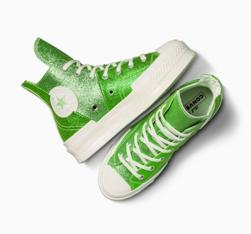 Green Converse Chuck 70 Plus Glitter Women's High Tops | NZ LESMZ5487