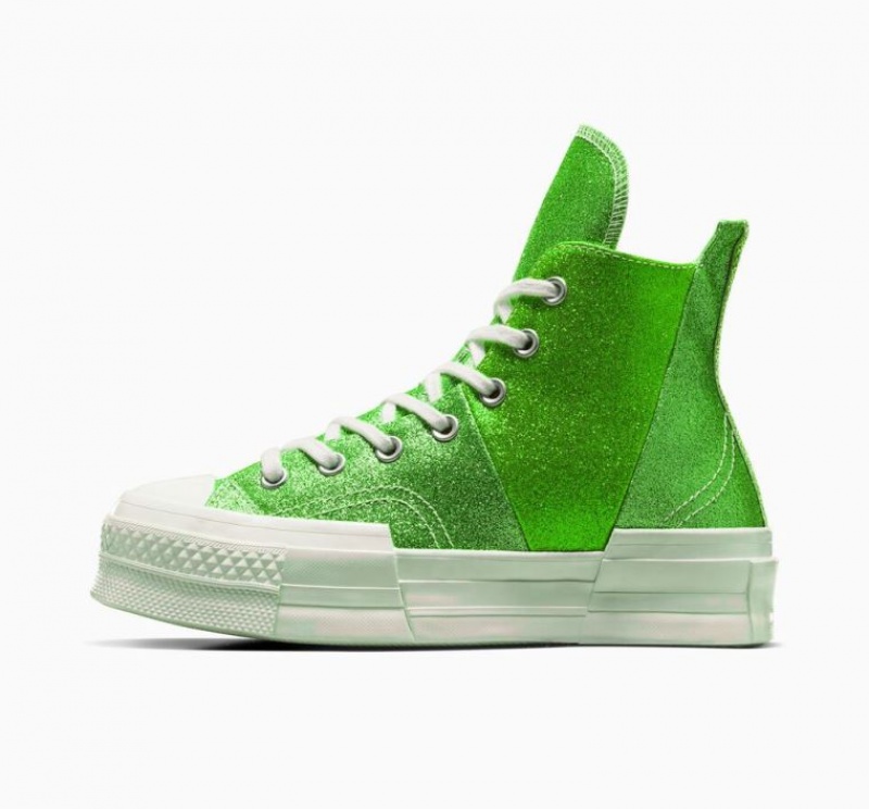 Green Converse Chuck 70 Plus Glitter Women's High Tops | NZ LESMZ5487