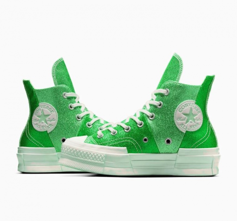 Green Converse Chuck 70 Plus Glitter Women's High Tops | NZ STHKJ5230