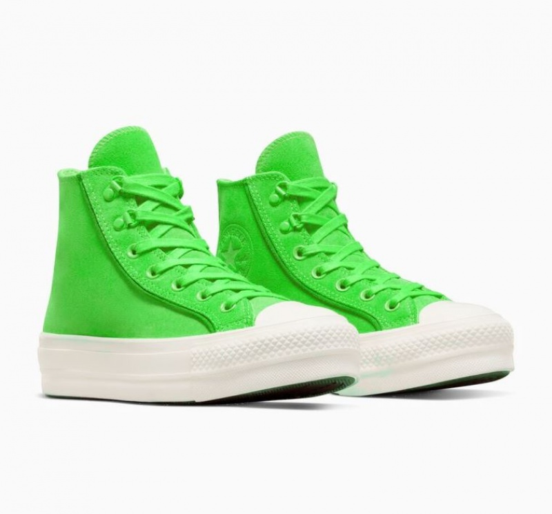 Green Converse Chuck Taylor All Star Lift Suede Women's Platform Sneakers | NZ WMYEB2057