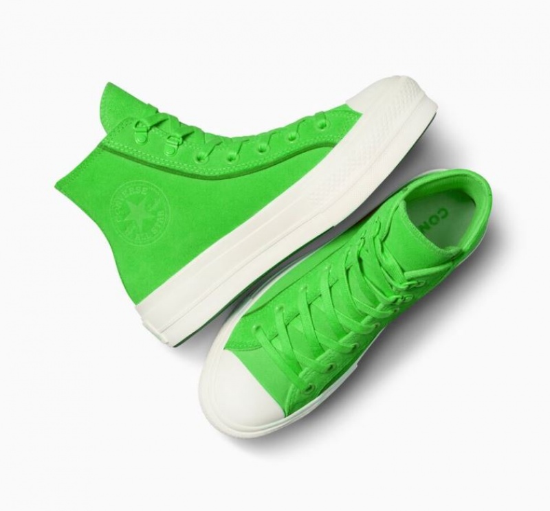 Green Converse Chuck Taylor All Star Lift Suede Women's Platform Sneakers | NZ WMYEB2057