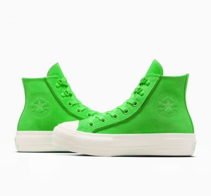 Green Converse Chuck Taylor All Star Lift Suede Women's Platform Sneakers | NZ WMYEB2057