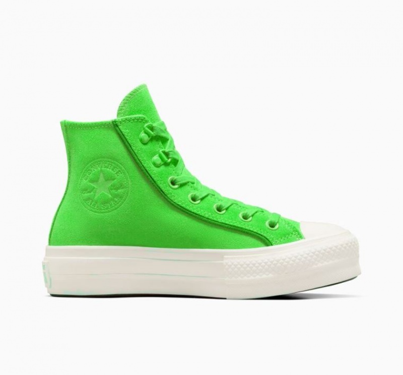 Green Converse Chuck Taylor All Star Lift Suede Women\'s Platform Sneakers | NZ WMYEB2057