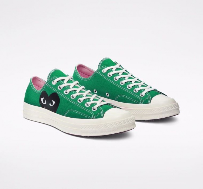 Green Converse X Comme Des Garçons Play Chuck 70 Men's Low Tops | NZ YHSLK0378