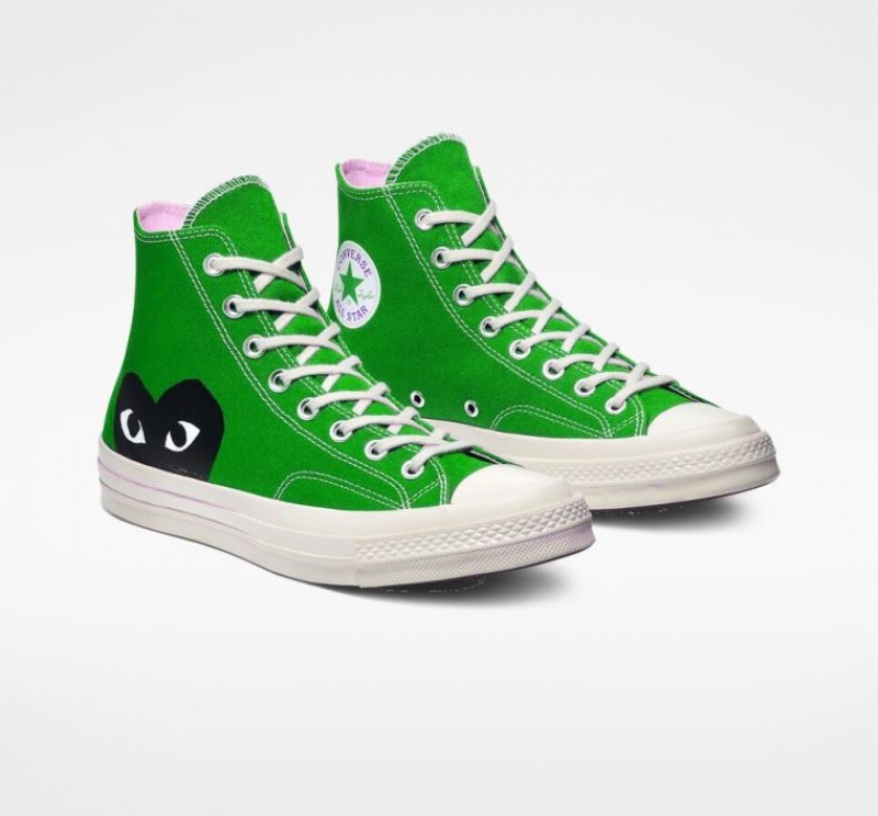 Green Converse X Comme Des Garçons Play Chuck 70 Women's High Tops | NZ TIQLF7508