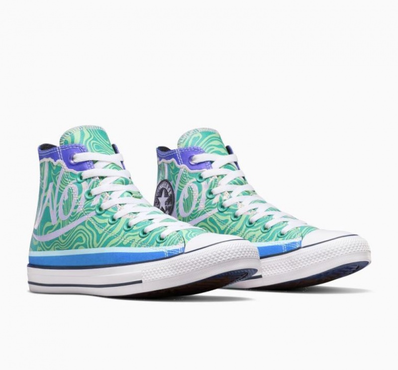 Green Converse X Wonka Chuck Taylor All Star Swirl Men's High Tops | NZ XDSNZ3862