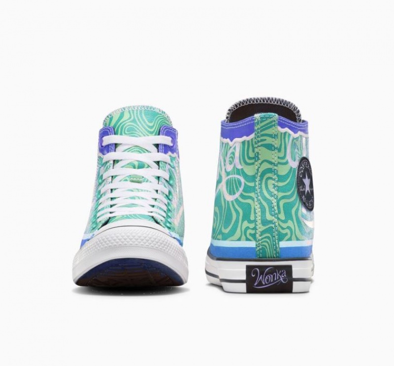 Green Converse X Wonka Chuck Taylor All Star Swirl Men's High Tops | NZ XDSNZ3862