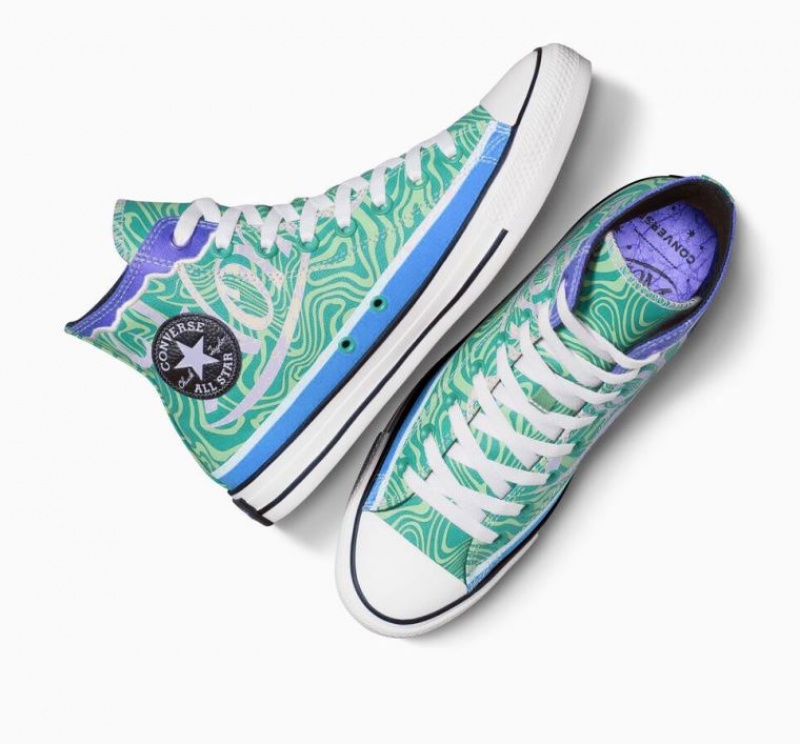 Green Converse X Wonka Chuck Taylor All Star Swirl Men's High Tops | NZ XDSNZ3862