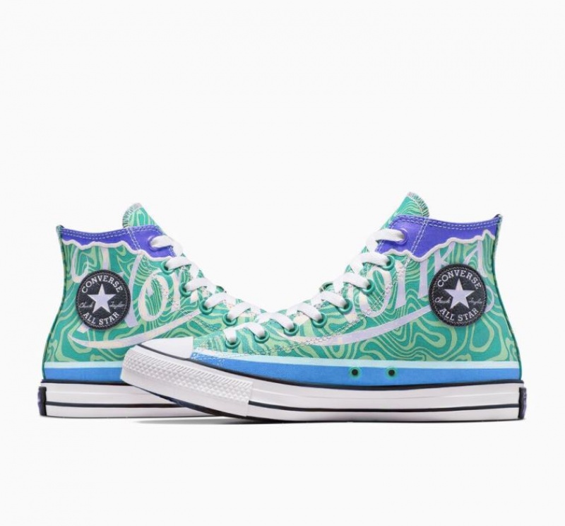 Green Converse X Wonka Chuck Taylor All Star Swirl Men's High Tops | NZ XDSNZ3862