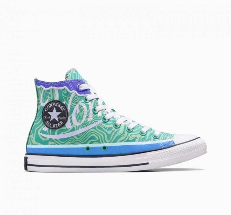 Green Converse X Wonka Chuck Taylor All Star Swirl Men\'s High Tops | NZ XDSNZ3862