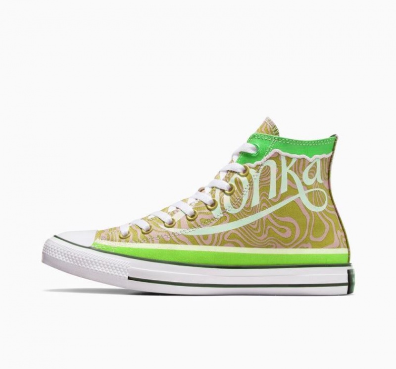 Green Converse X Wonka Chuck Taylor All Star Swirl Men's High Tops | NZ EHSGV4830