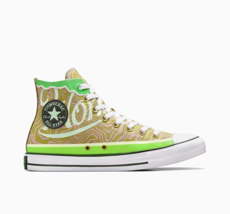 Green Converse X Wonka Chuck Taylor All Star Swirl Men\'s High Tops | NZ EHSGV4830