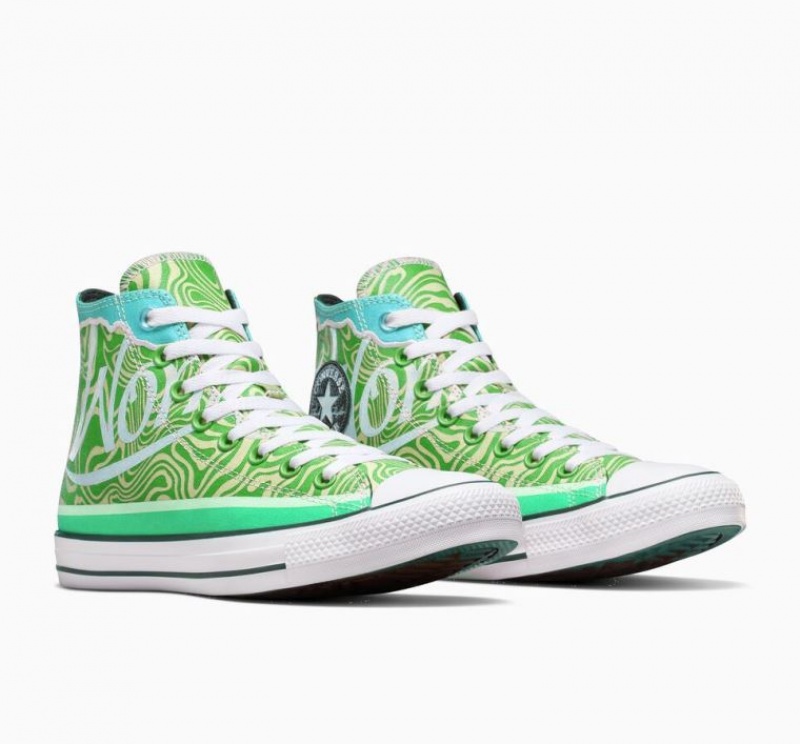 Green Converse X Wonka Chuck Taylor All Star Swirl Men's High Tops | NZ QIZYR3521