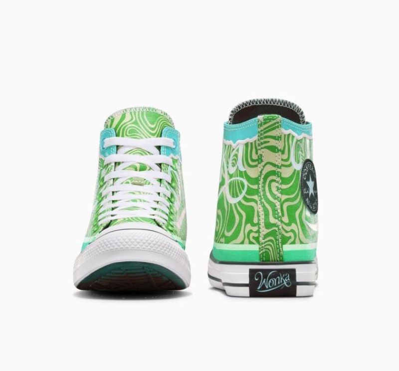 Green Converse X Wonka Chuck Taylor All Star Swirl Men's High Tops | NZ QIZYR3521