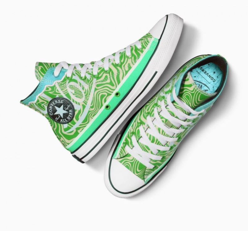 Green Converse X Wonka Chuck Taylor All Star Swirl Men's High Tops | NZ QIZYR3521