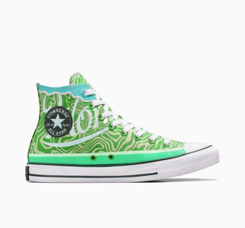 Green Converse X Wonka Chuck Taylor All Star Swirl Men\'s High Tops | NZ QIZYR3521