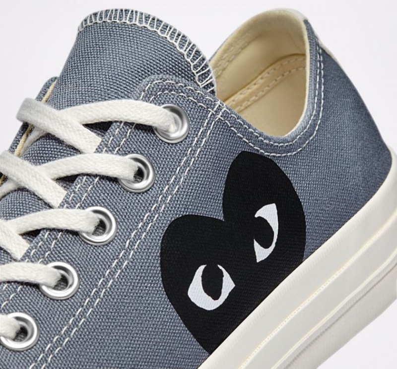 Grey Converse X Comme Des Garçons Play Chuck 70 Men's Low Tops | NZ IUSCF0967