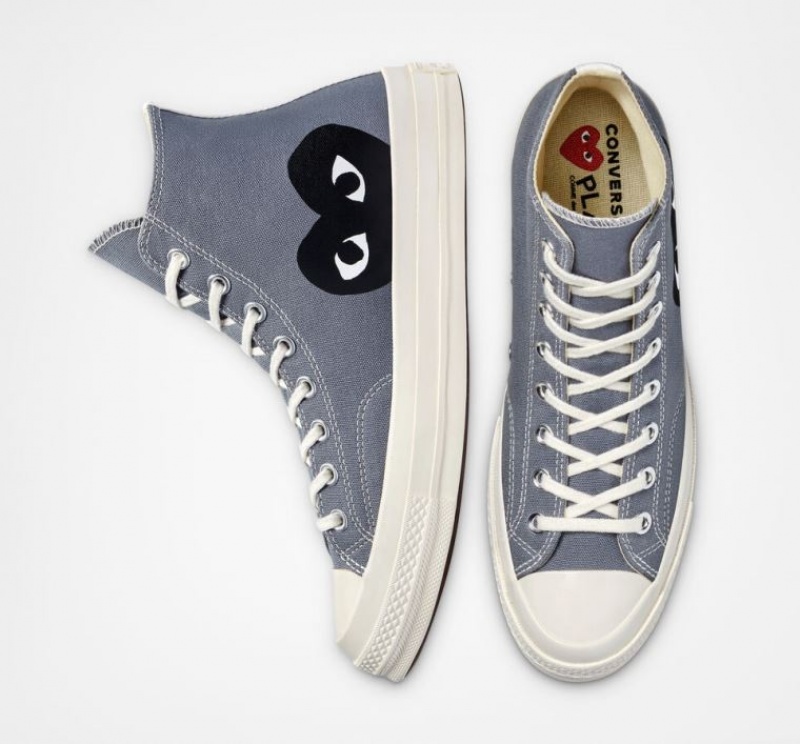 Grey Converse X Comme Des Garçons Play Chuck 70 Women's High Tops | NZ LETOY9043