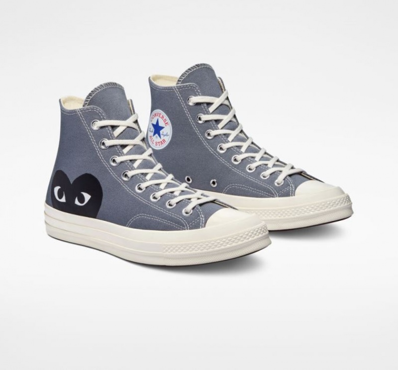 Grey Converse X Comme Des Garçons Play Chuck 70 Women's High Tops | NZ LETOY9043