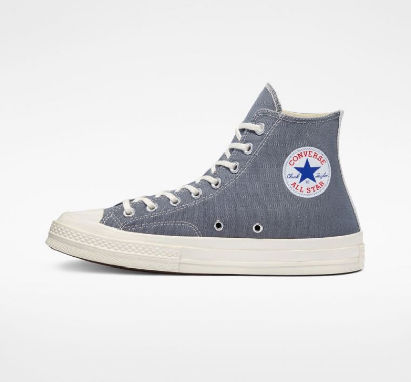 Grey Converse X Comme Des Garçons Play Chuck 70 Women's High Tops | NZ LETOY9043