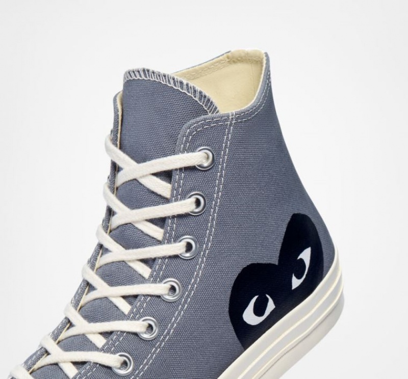 Grey Converse X Comme Des Garçons Play Chuck 70 Women's High Tops | NZ LETOY9043