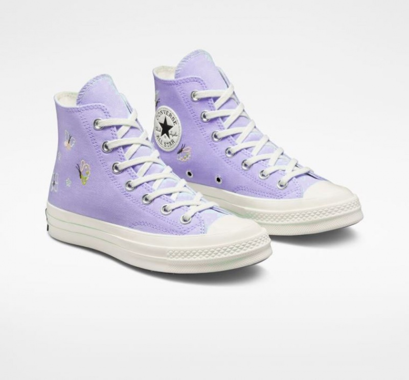 Lavender Converse Chuck 70 Butterfly Wings Women's High Tops | NZ WQDGT0539